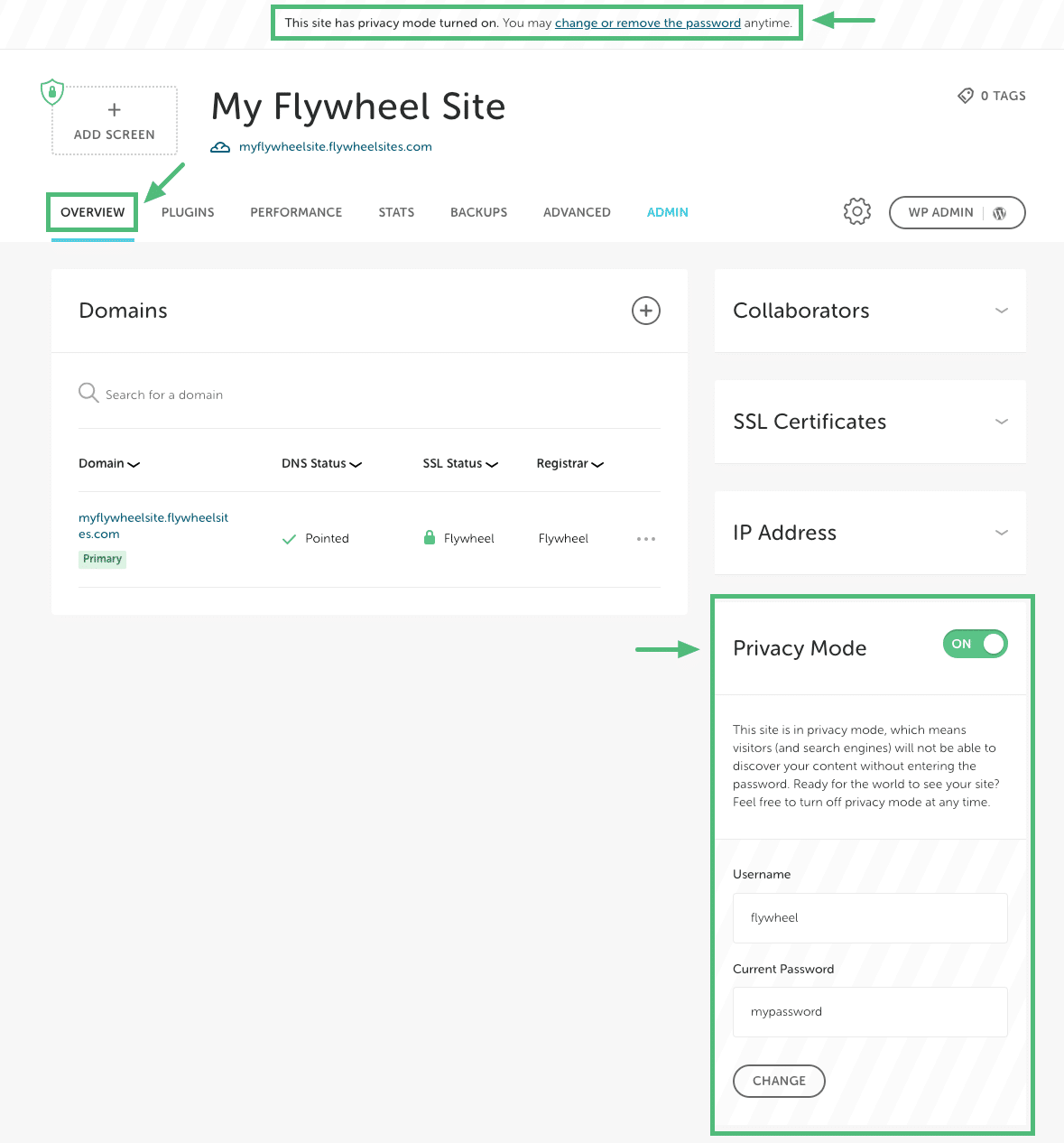 Flywheel dashboard Overview screen