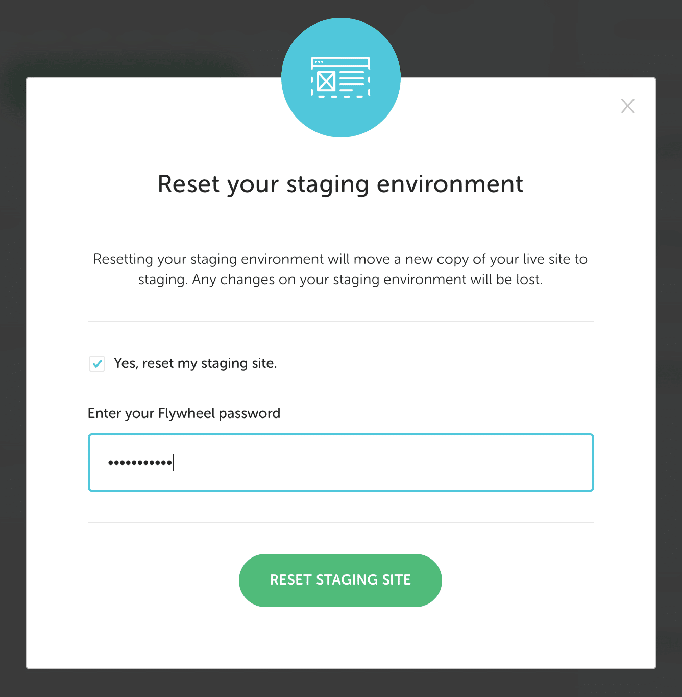 Confirm staging reset