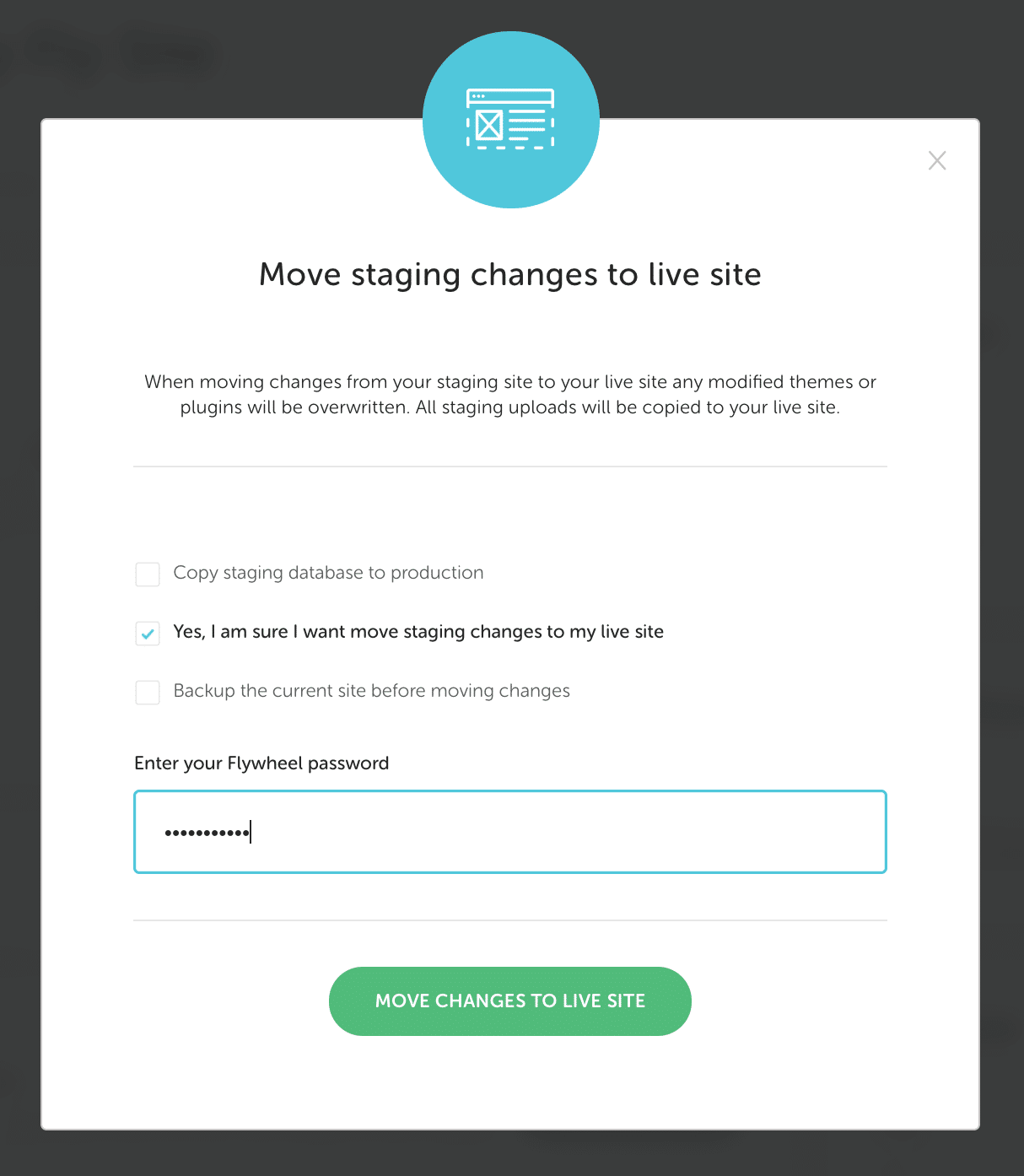 Staging push confirmation and options
