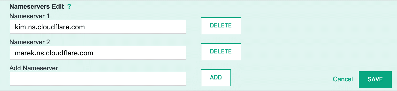 The process of changing name server values will differ between registrars