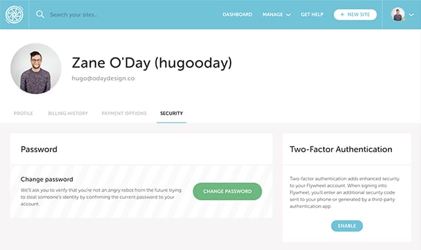 How to enable two factor authentication in the Flywheel dashboard