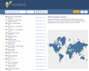 DNS record results using whatsmydns.net