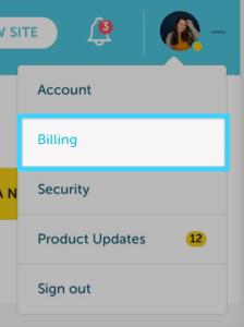 Drop down to select the billing settings. 